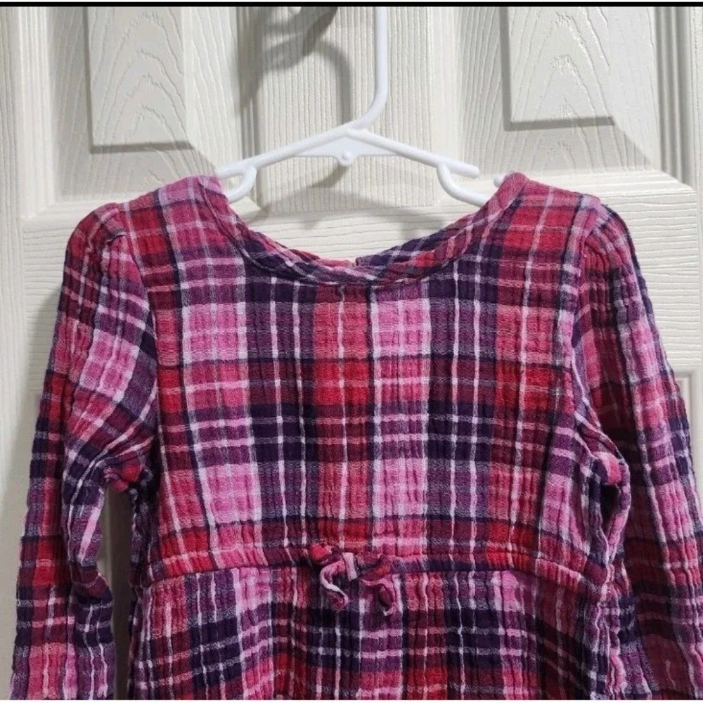 Dip‎  Girls Plaid Dress 4T Pink Purple Long Sleeve Empire Waist Cotton